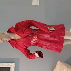 Bebe vintage #Y2K red studded Y2K 90s motorcycle biker jacket Coat dress S